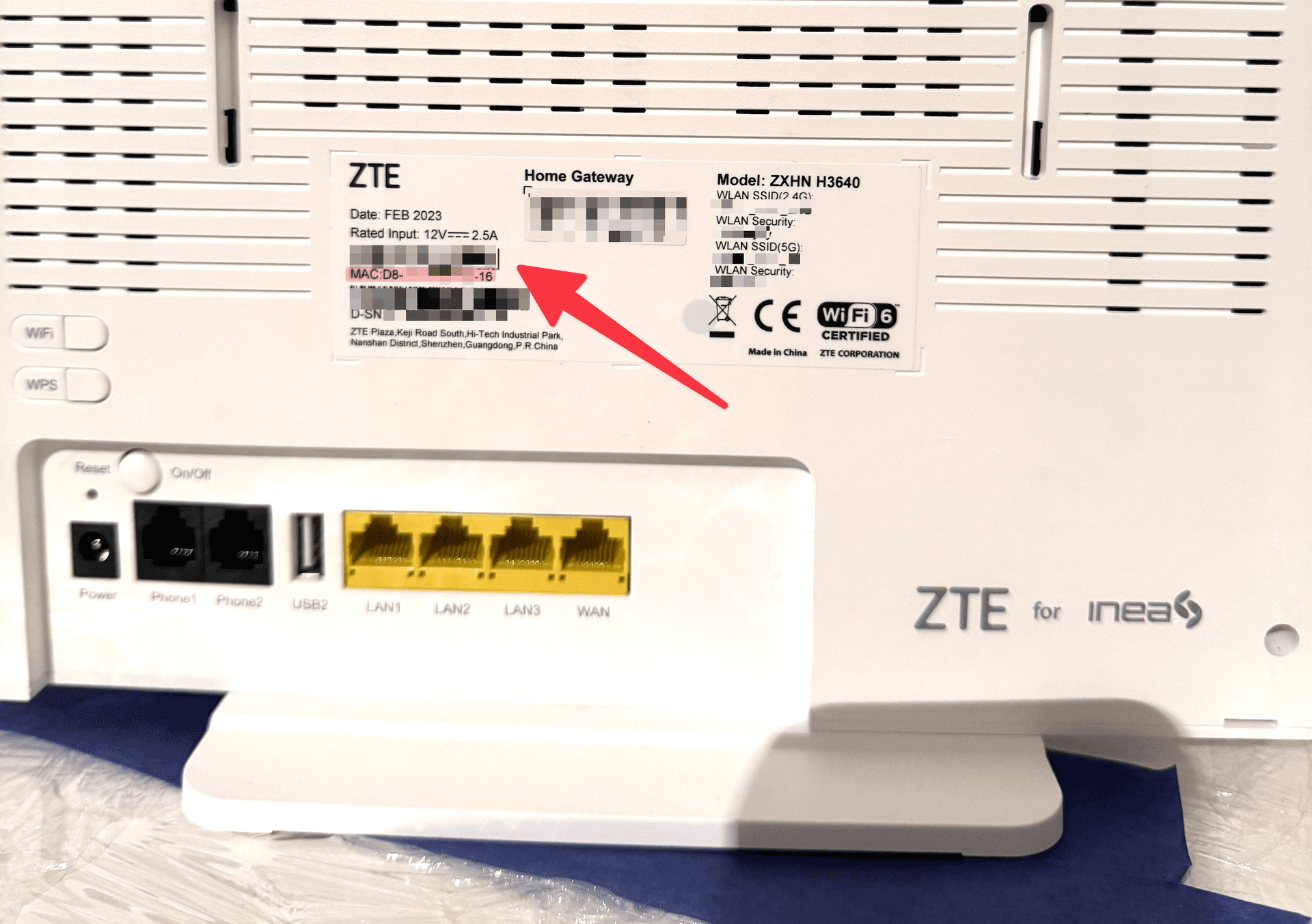 MAC address of the INEA router